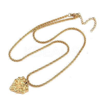 304 Stainless Steel Heart Pendant Flat Sequin Chain Double Layer Necklaces for Women NJEW-F343-03G-1