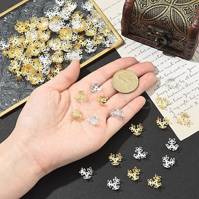 50g 2 Colors Plated Iron Fancy Bead Caps IFIN-YW0003-96-1