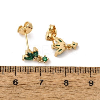Brass Micro Pave Cubic Zirconia Horse Eye Dangle Stud Earrings EJEW-S280-02G-1