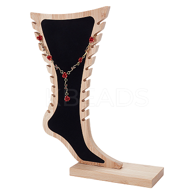 1Pc Foot Shaped Bamboo Anklet Storage Jewelry Rack ODIS-ME0001-01-1