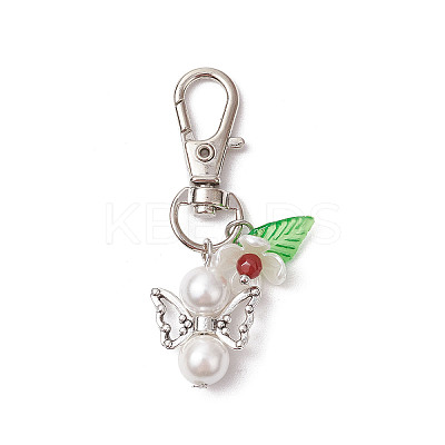 Flower Angel ABS Plastic Imitation Pearl & Acrylic Pendant Decorations HJEW-JM02989-1