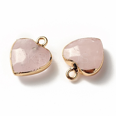 Electroplate Natural Rose Quartz Pendants G-T112-03H-1
