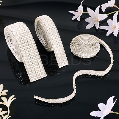 3 Yards 3 Styles Imitation Pearl Hotfix Rhinestone Ribbon Trimming DIY-TA0013-16-1