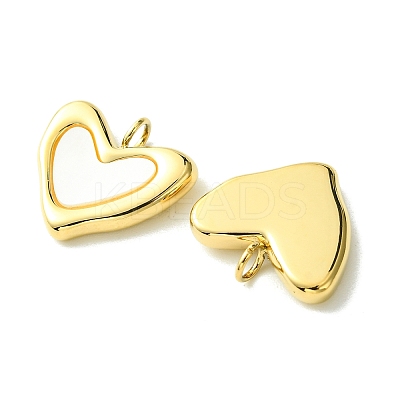 Ion Plating(IP) 304 Stainless Steel Pave Shell Heart Charms FIND-Z028-20G-1
