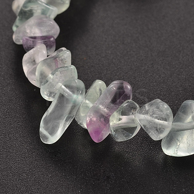 Chips Natural Fluorite Beaded Stretch Bracelets X-BJEW-JB01826-01-1