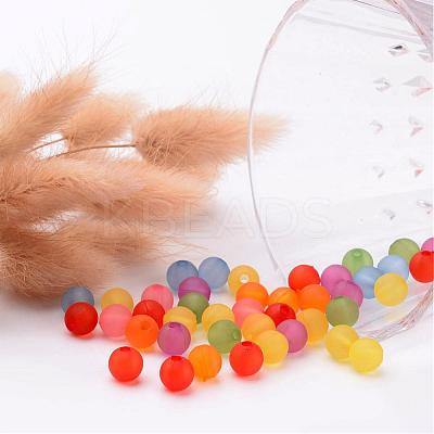 Mixed Color Frosted Round Shaped Transparent Acrylic Beads X-PL582M-1