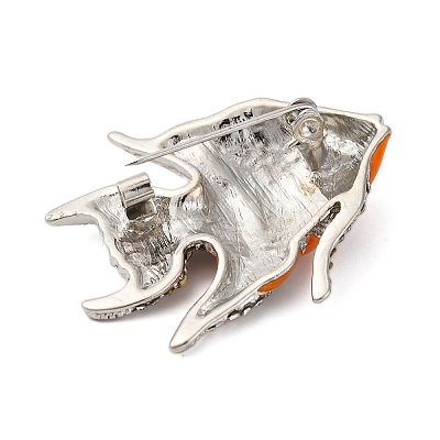 Zinc Alloy Crystal Rhinestone Resin Fish Brooch JEWB-U010-01P-01-1