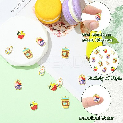 12Pcs 4 Styles 304 Stainless Steel Charms STAS-CJ0003-12-1