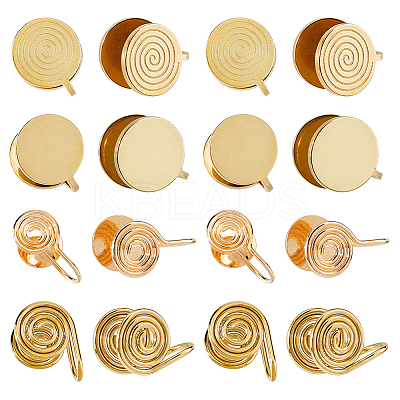 16Pcs 4 Styles Brass & 304 Stainless Steel Cuff Earrings EJEW-HS0001-18G-1