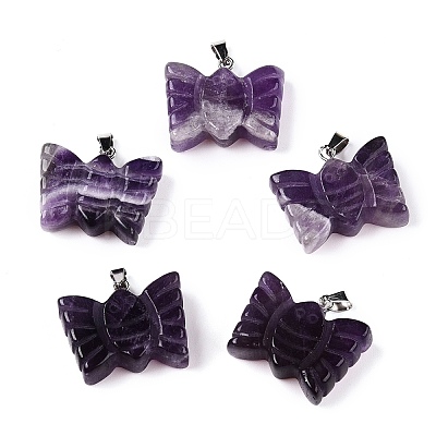 Natural Amethyst Carved Butterfly Pendants G-N342-01D-1