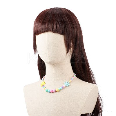Flower Opaque Acrylic Stretch Kid Necklaces NJEW-JN03973-1