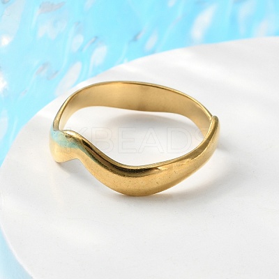 304 Stainless Steel Open Cuff Rings for Women STAS-D085-08G-1