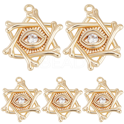 16Pcs Brass Micro Pave Clear Cubic Zirconia Pendants KK-BBC0017-23-1