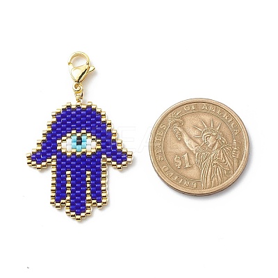 Braided Japanese Seed Beaded Pendant Decoration HJEW-MZ00001-1
