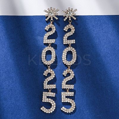 Brass Rhinestone Stud Earrings EJEW-Q012-02G-1