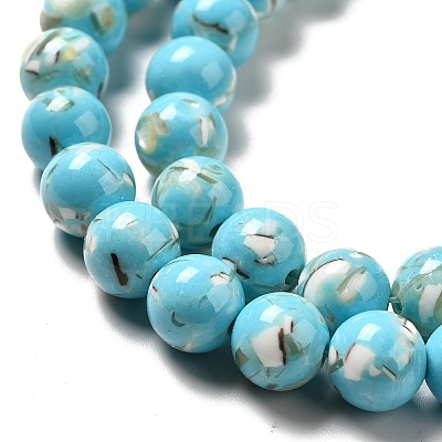 Synthetic Turquoise and Sea Shell Assembled Beads Strands G-D482-01B-07-1