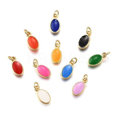 Brass Enamel Charms KK-C106-05G-1