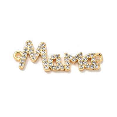 Mother's Day Brass Micro Pave Clear Cubic Zirconia Connector Charms KK-K378-12G-1