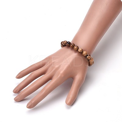Couples Wood Beads Stretch Bracelets BJEW-JB04121-1
