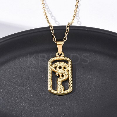 Rectangle with Eye 304 Stainless Steel Pendant Necklaces NJEW-H059-19G-1