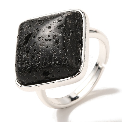 Natural Lava Rock Adjustable Rings RJEW-H240-01S-14-1