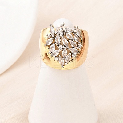 Brass Micro Pave Cubic Zirconia Cuff Rings RJEW-D333-04A-G-1