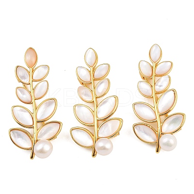 Brass White Shell Brooch JEWB-C047-01G-1