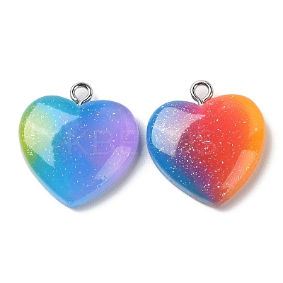 Rainbow Color Opaque Resin Pendants X-RESI-A025-04-1