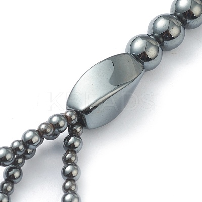 Non-Magnetic Synthetic Hematite Beades 3 Layer Necklaces NJEW-J058-02-1