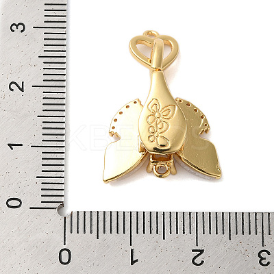Brass Micro Pave Clear Cubic Zirconia Fold Over Clasps with Shell KK-S382-07G-1