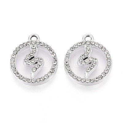 Rack Plating Alloy Rhinestone Pendants PALLOY-T091-21M-P-1