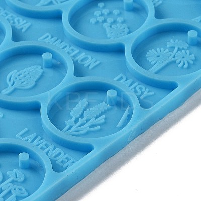 DIY Flat Round with Flower Pattern Pendant Food Grade Silicone Molds LS-DIY-G083-07-1