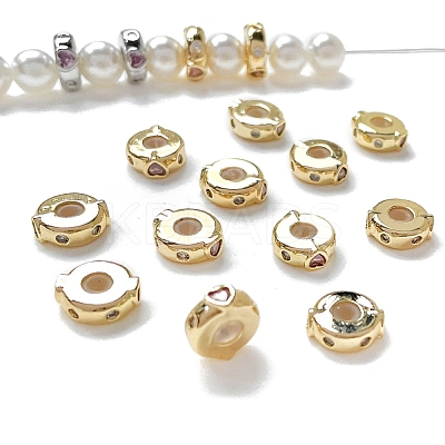 Valentine's Day Brass Micro Pave Clear Cubic Zirconia Beads LS-KK-K361-06G-1
