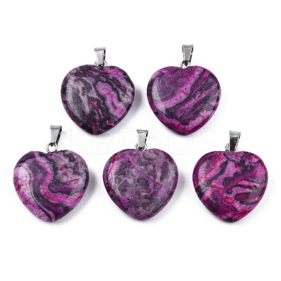 Natural Map Stone Pendants G-N0325-18F-1