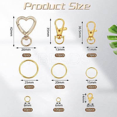 DIY Alloy Lobster Claw Clasps & Brass Jump Rings & Iron Split Key Rings Keychain Making Kits DIY-SZ0010-43-1