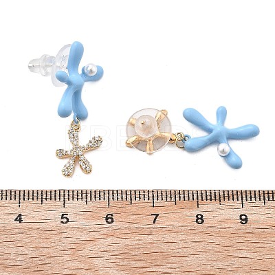 Brass Cubic Zirconia Stud Earrings EJEW-D301-03G-01-1