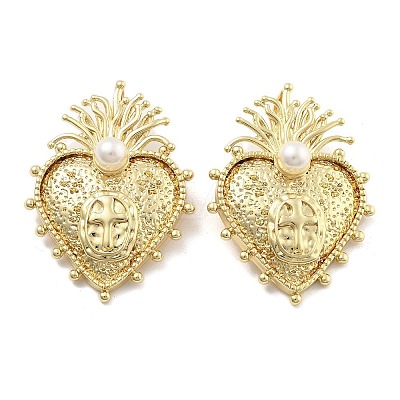 Brass with ABS Plastic Pearl Pendants KK-U060-03G-1