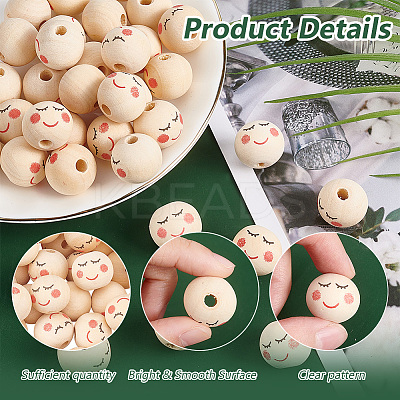 50Pcs Natural Wood European Beads WOOD-OC0003-60-1