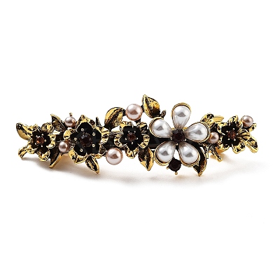 Flower Alloy Rhinestone Hair Barrettes PHAR-S604-01AG-03-1