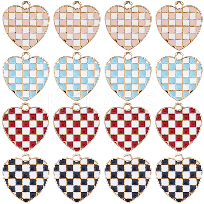40Pcs 4 Colors Alloy Enamel Pendants ENAM-SC0004-34-1