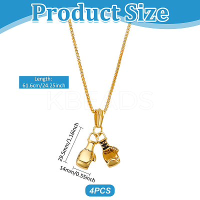 4Pcs Alloy Gloves Pendant Necklaces NJEW-UN0001-62AG-1