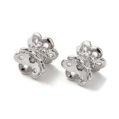 Brass Micro Pave Cubic Zirconia Spacer Beads KK-P239-35P-1