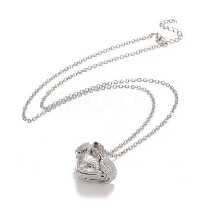 Alloy Multi Picture Photo Heart Locket Pendant Necklace for Women NJEW-M191-02P-1