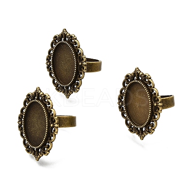 Vintage Adjustable Iron Finger Ring Components Alloy Cabochon Bezel Settings X-PALLOY-Q300-09AB-NR-1