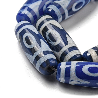 Blue Tibetan Style dZi Beads Strands TDZI-NH0001-B14-01-1