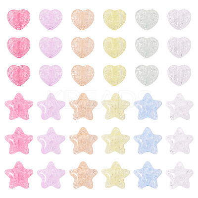 50Pcs 2 Styles Transparent Crackle Acrylic Beads OACR-TA0003-89-1