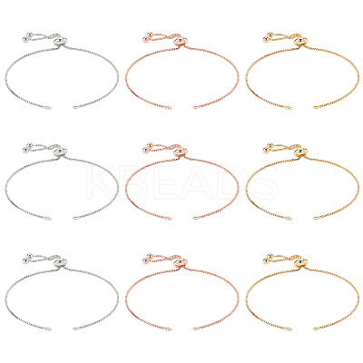 12Pcs 3 Colors Brass Box Chain Bracelet KK-NB0002-64-1