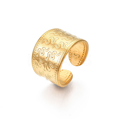 Ion Plating(IP) 304 Stainless Steel Snake Pattern Open Cuff Ring LS-RJEW-S405-257G-1