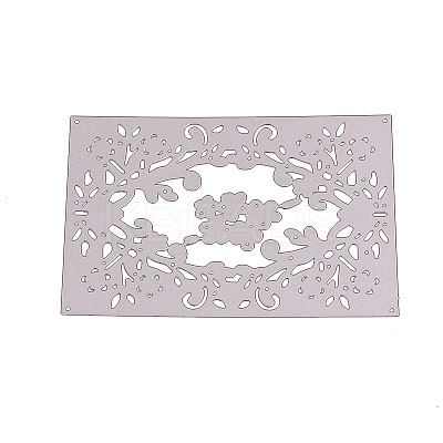 Rectangle with Flower Frame Carbon Steel Cutting Dies Stencils DIY-F028-33-1