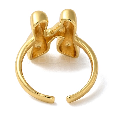 Initials Brass Open Cuff Ring for Women RJEW-N046-02N-G-1